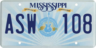 MS license plate ASW108