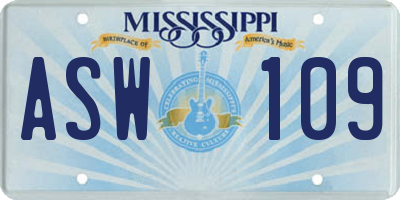 MS license plate ASW109