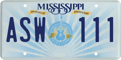 MS license plate ASW111