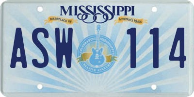 MS license plate ASW114