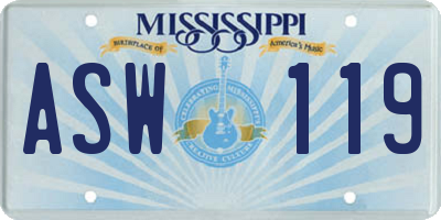 MS license plate ASW119