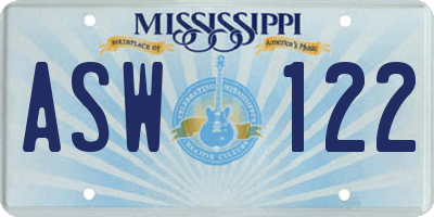 MS license plate ASW122