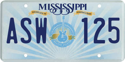 MS license plate ASW125
