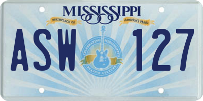 MS license plate ASW127