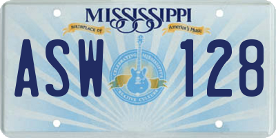MS license plate ASW128