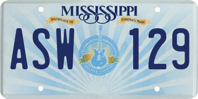 MS license plate ASW129