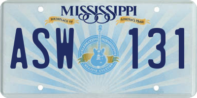 MS license plate ASW131