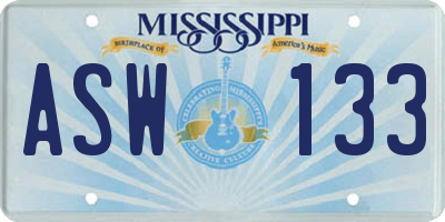 MS license plate ASW133