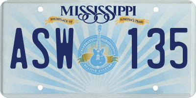 MS license plate ASW135