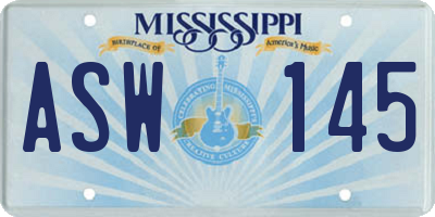 MS license plate ASW145