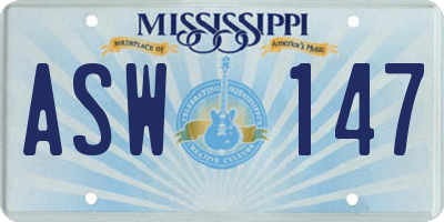 MS license plate ASW147