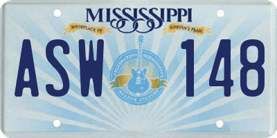 MS license plate ASW148