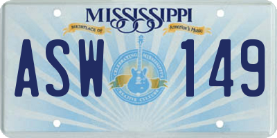 MS license plate ASW149