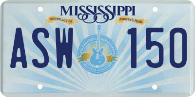 MS license plate ASW150