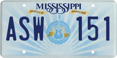 MS license plate ASW151