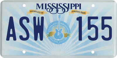 MS license plate ASW155