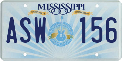 MS license plate ASW156
