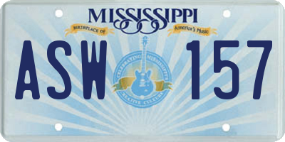 MS license plate ASW157