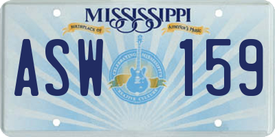 MS license plate ASW159