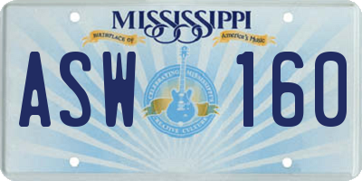 MS license plate ASW160