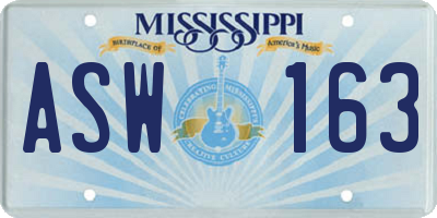 MS license plate ASW163