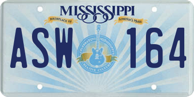 MS license plate ASW164