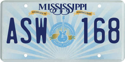 MS license plate ASW168