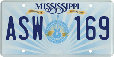MS license plate ASW169