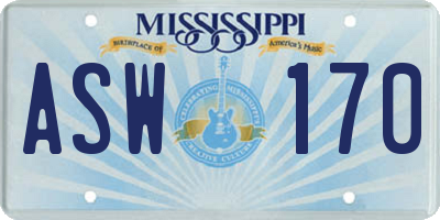 MS license plate ASW170