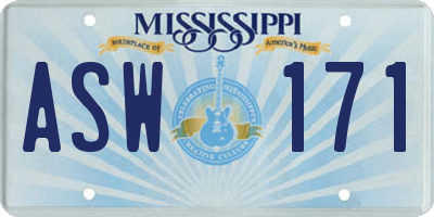MS license plate ASW171