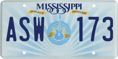 MS license plate ASW173