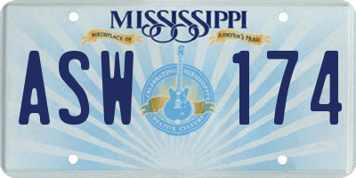 MS license plate ASW174