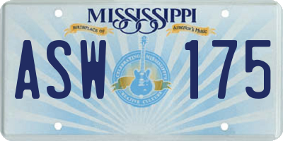 MS license plate ASW175