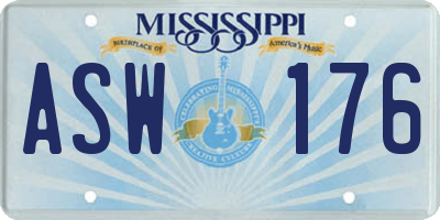 MS license plate ASW176