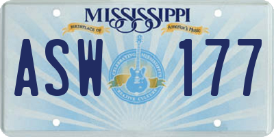 MS license plate ASW177