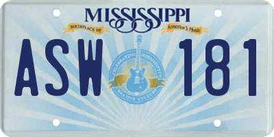 MS license plate ASW181
