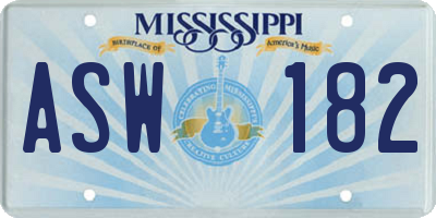 MS license plate ASW182
