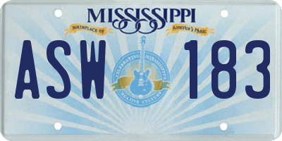 MS license plate ASW183