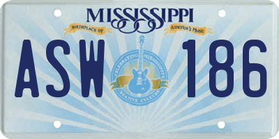 MS license plate ASW186