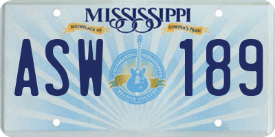 MS license plate ASW189