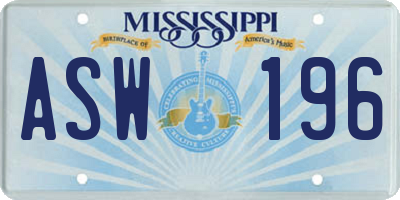 MS license plate ASW196
