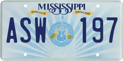 MS license plate ASW197