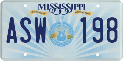 MS license plate ASW198