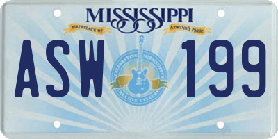 MS license plate ASW199