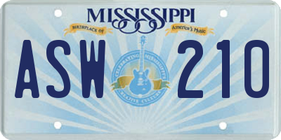 MS license plate ASW210