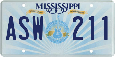 MS license plate ASW211