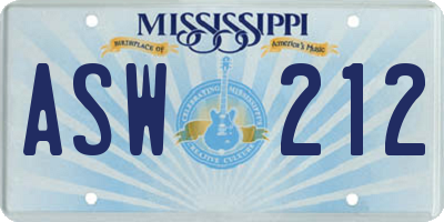 MS license plate ASW212