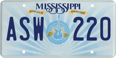 MS license plate ASW220
