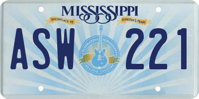 MS license plate ASW221