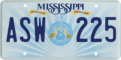 MS license plate ASW225